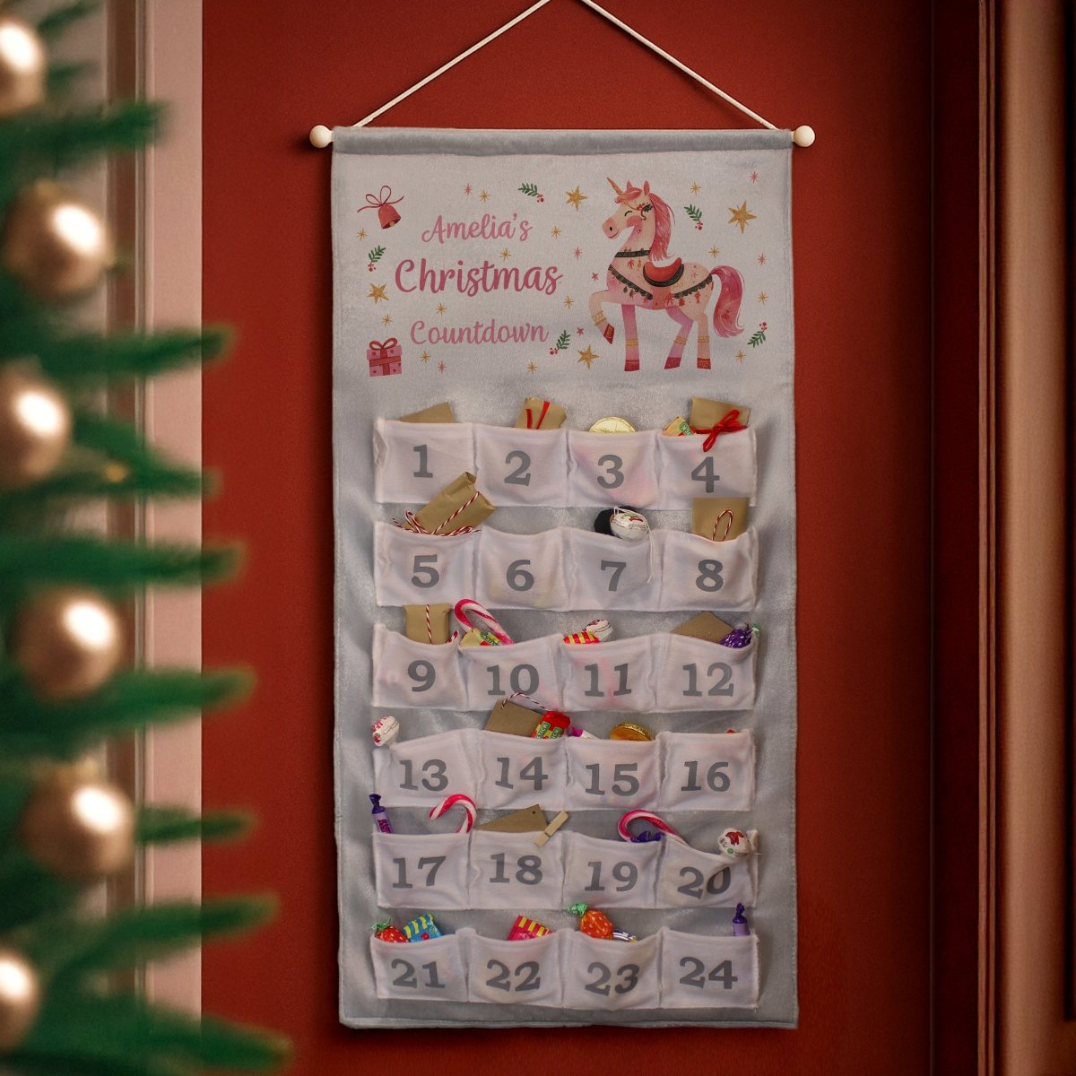 Personalised Unicorn Christmas Advent Calendar - I Want That Present