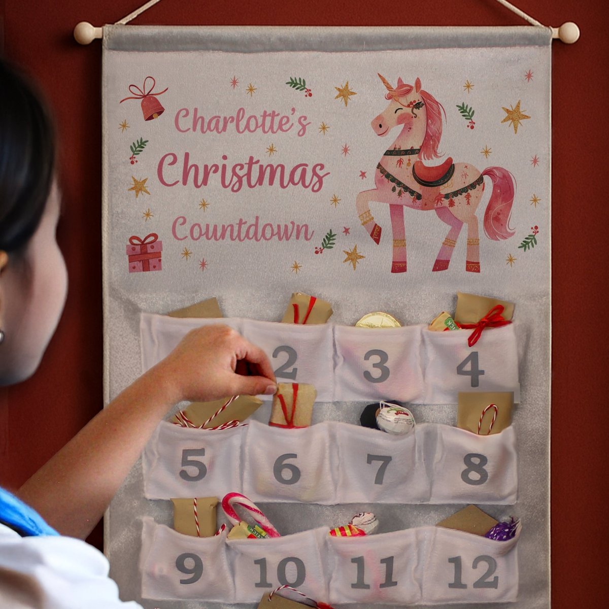 Personalised Unicorn Christmas Advent Calendar - I Want That Present