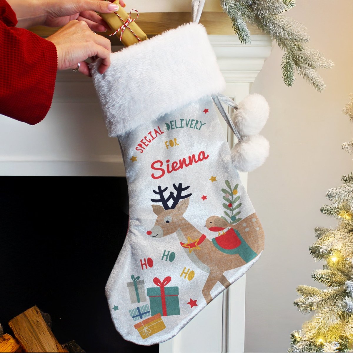 Personalised Reindeer Christmas Stocking - I Want That Present