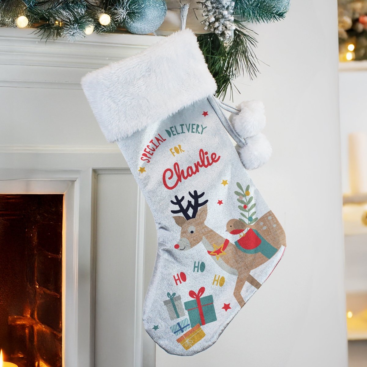 Personalised Reindeer Christmas Stocking - I Want That Present