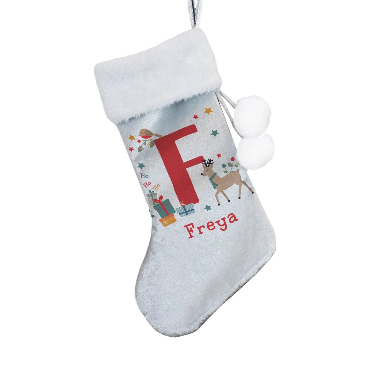 Personalised Initial Reindeer Christmas Stocking - I Want That Present