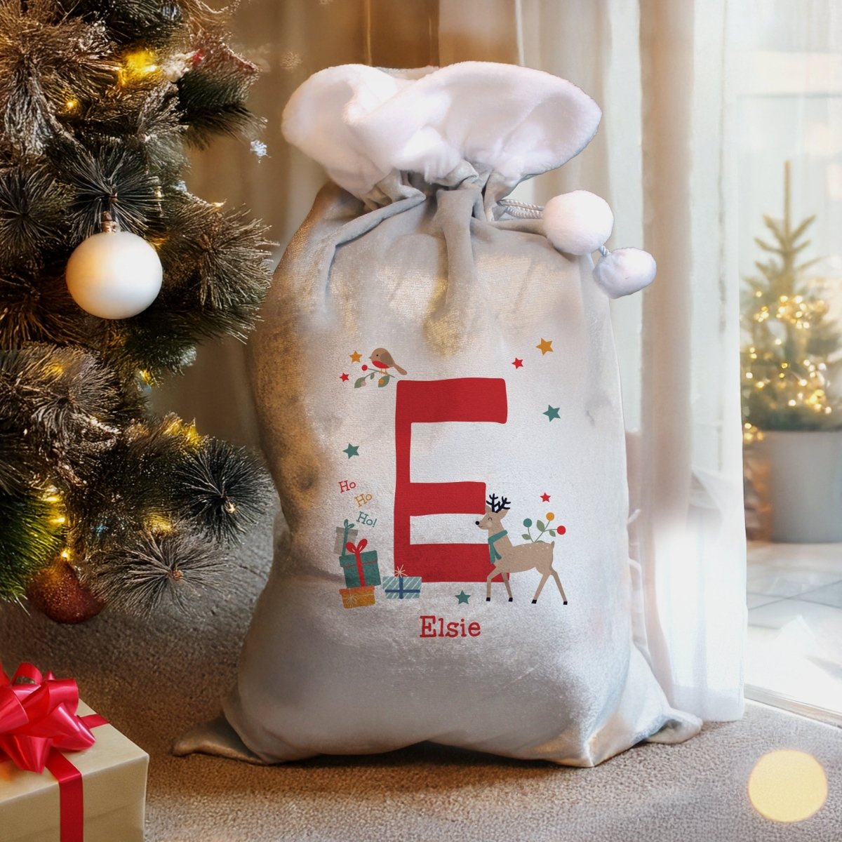 Personalised Initial Reindeer Christmas Sack - I Want That Present