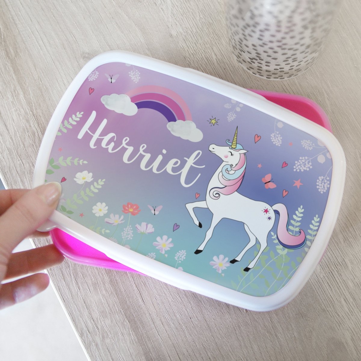 Personalised Unicorn Name Only Pink Lunch Box - I Want That Present