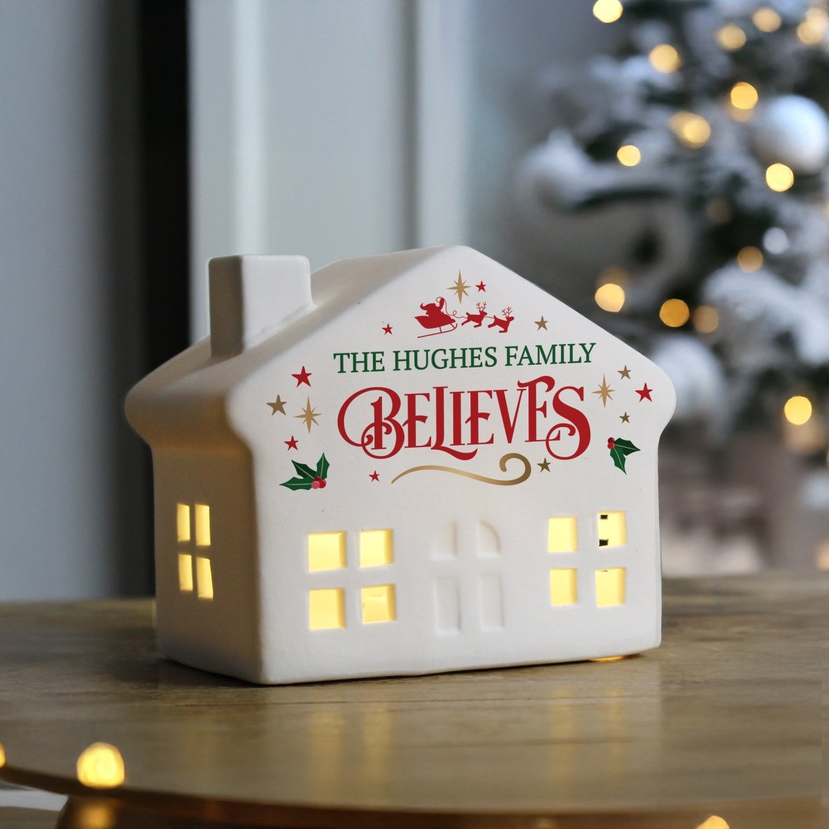 Personalised Believe in Christmas LED House - I Want That Present