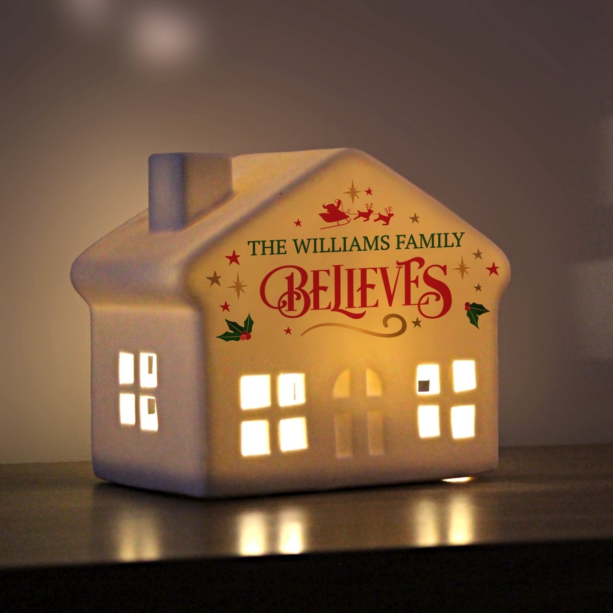 Personalised Believe in Christmas LED House - I Want That Present