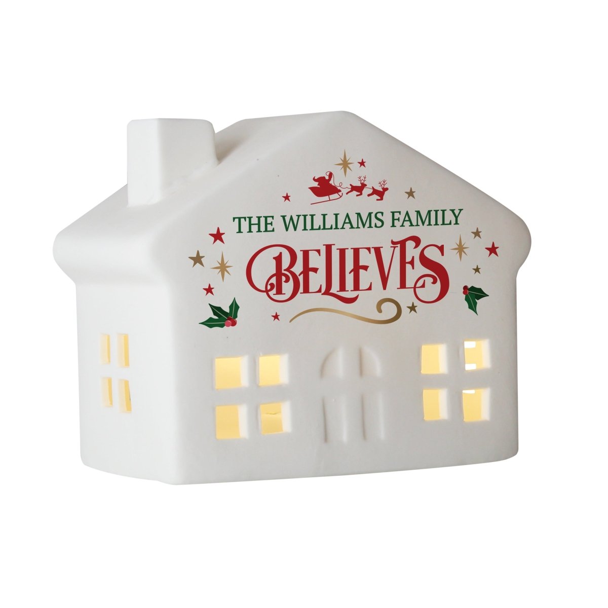 Personalised Believe in Christmas LED House - I Want That Present