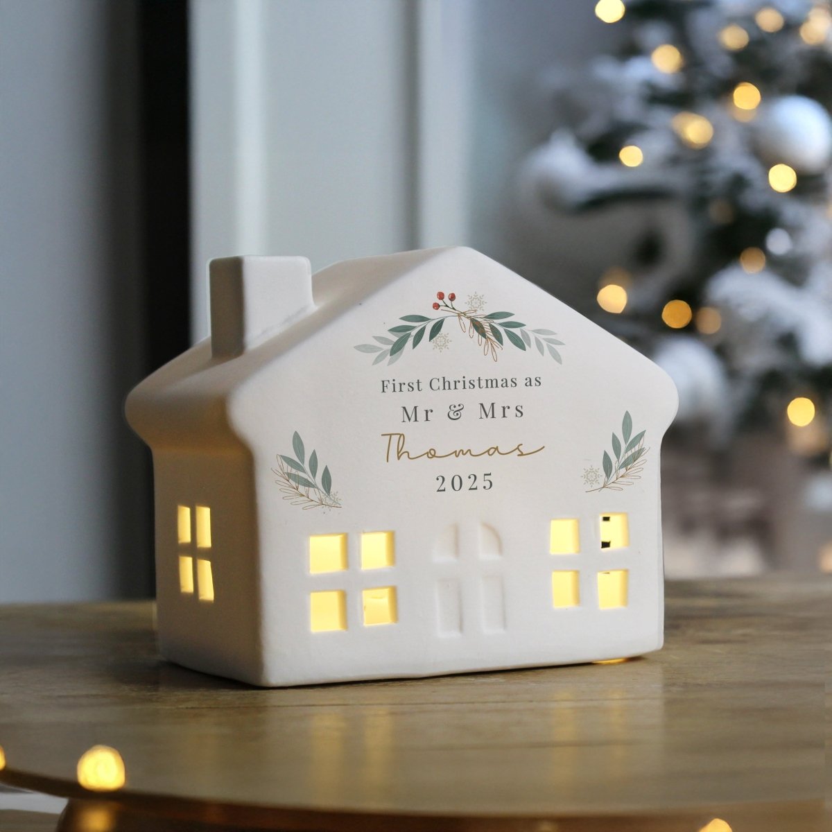 Personalised Christmas Foliage LED House - I Want That Present