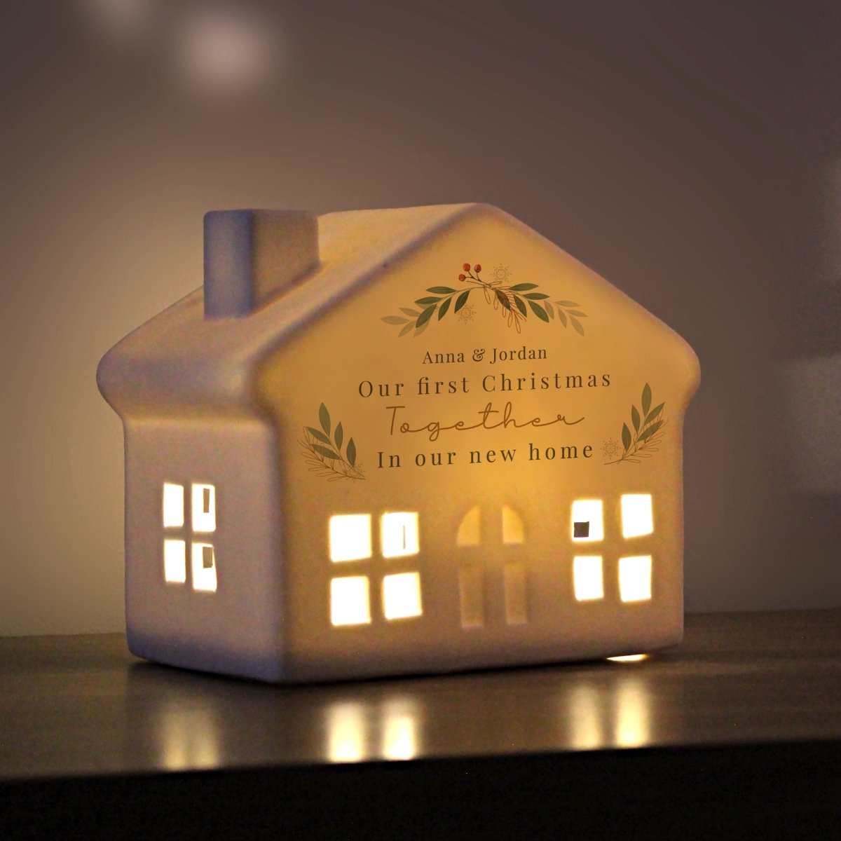 Personalised Christmas Foliage LED House - I Want That Present