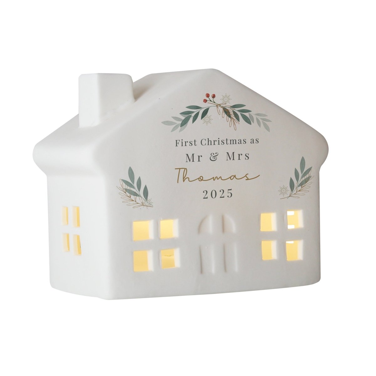 Personalised Christmas Foliage LED House - I Want That Present