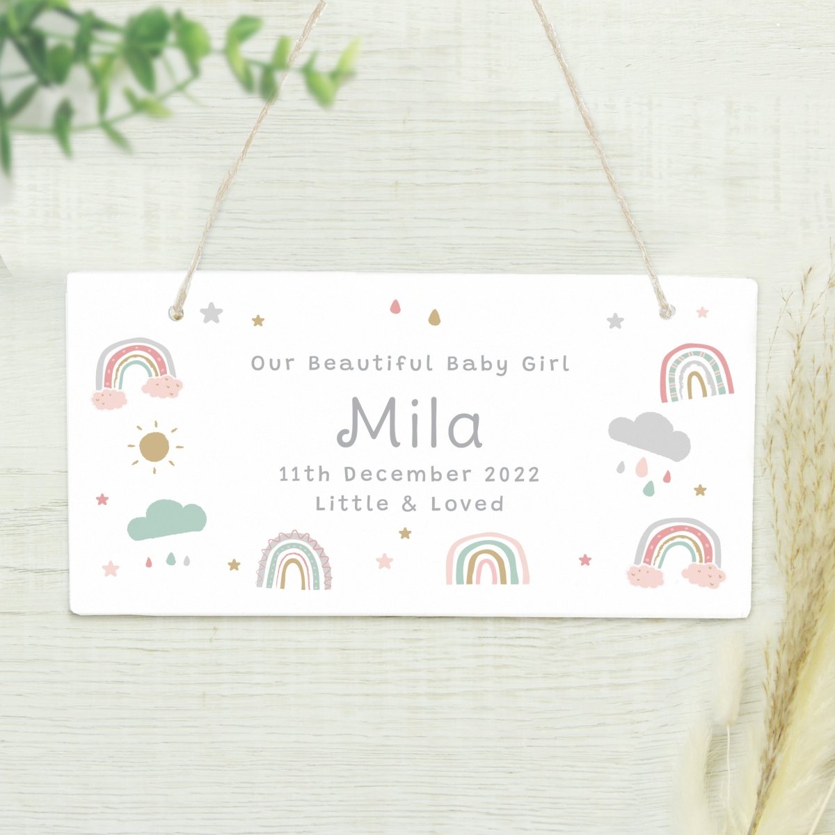 Personalised Rainbow Wooden Sign - I Want That Present