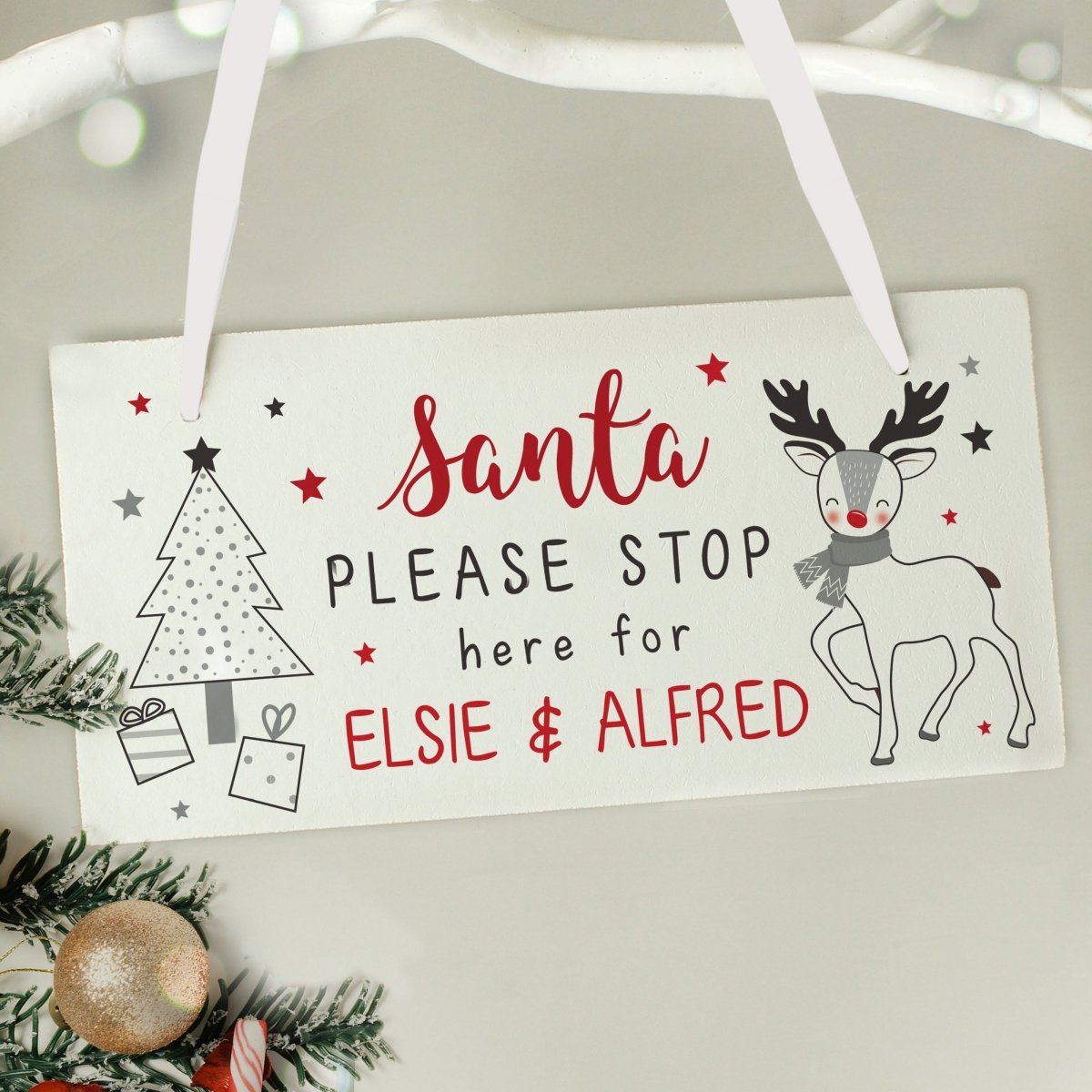 Personalised Rudolph Santa Please Stop Here Sign - I Want That Present