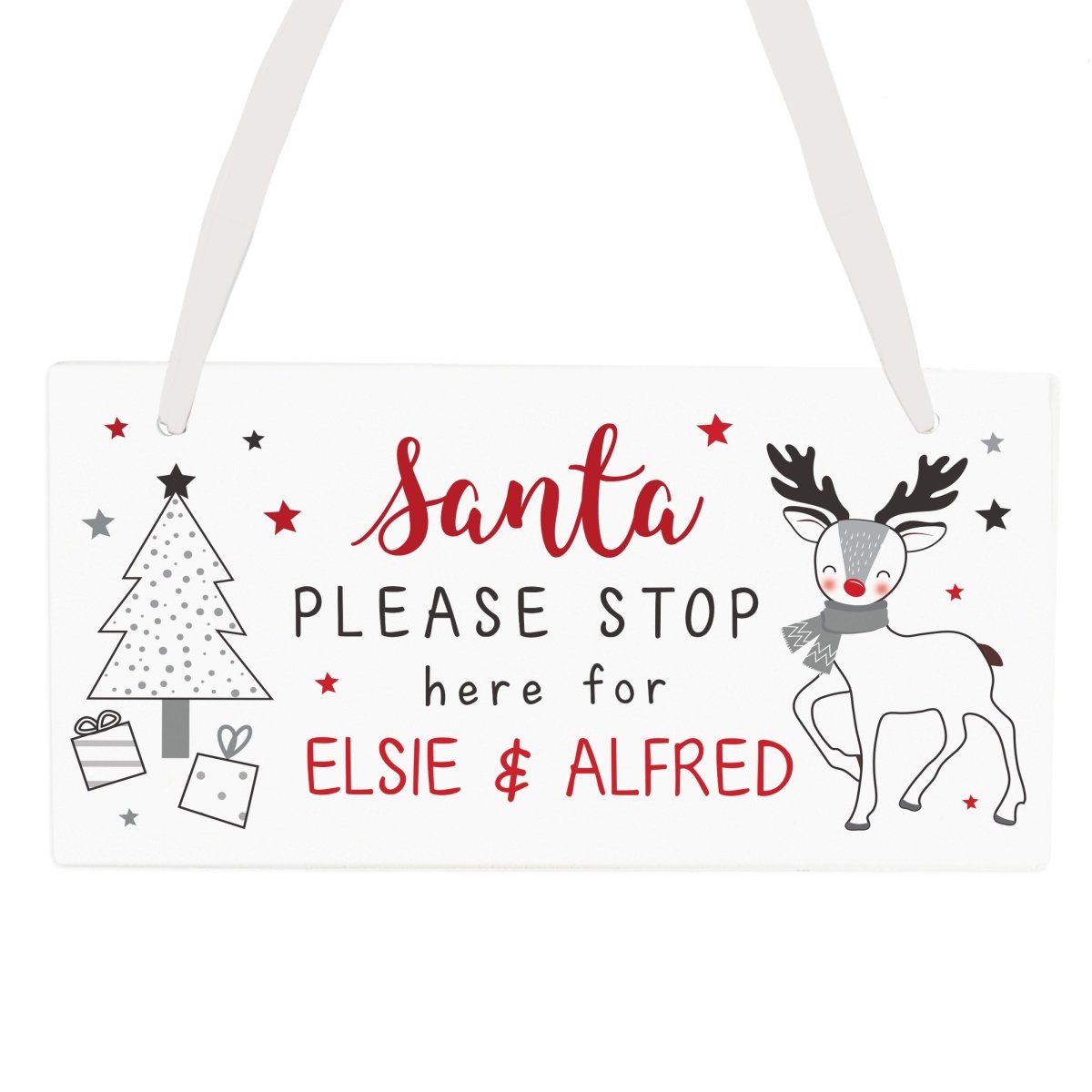 Personalised Rudolph Santa Please Stop Here Sign - I Want That Present