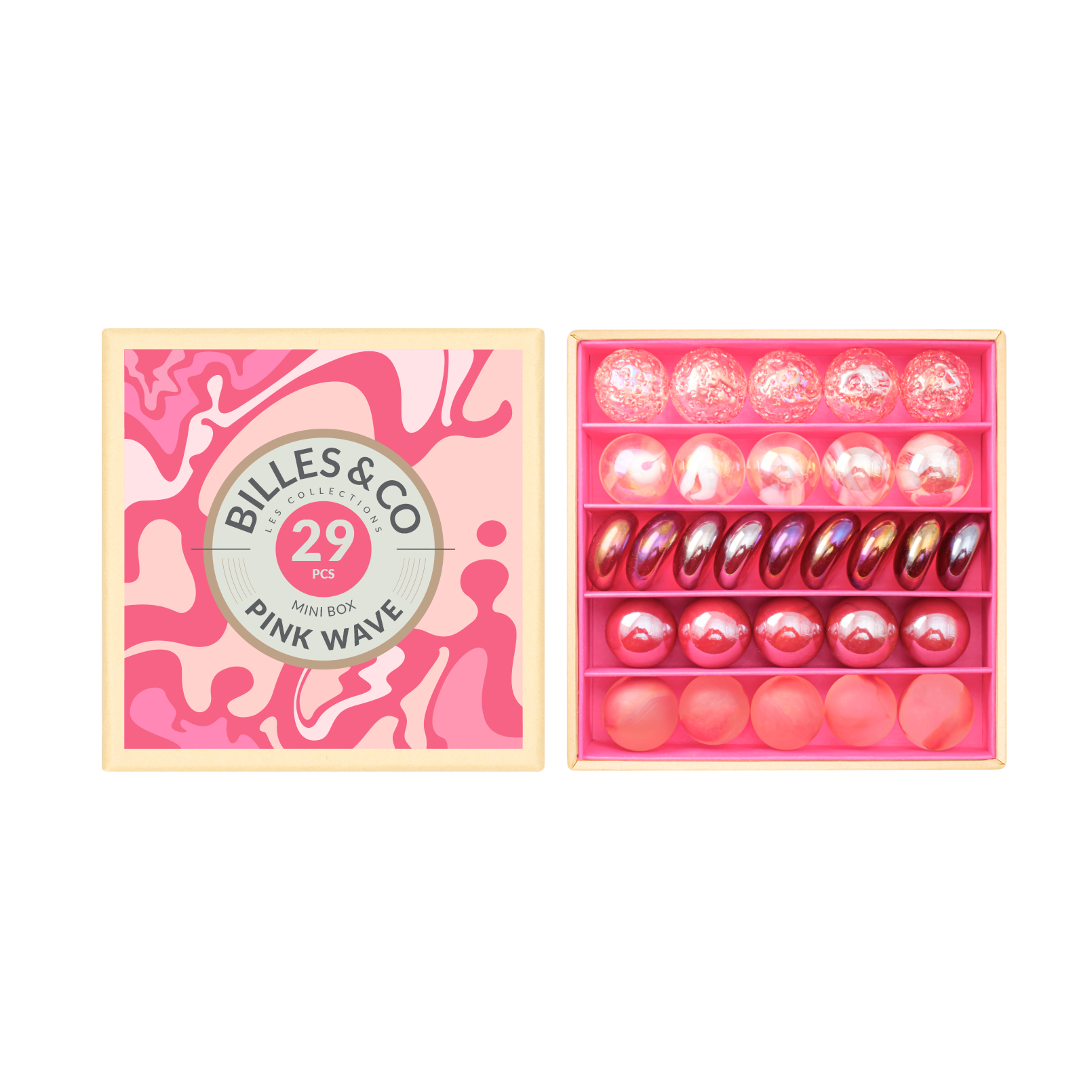 Pink Wave Marbles Mini Box by Billes & Co