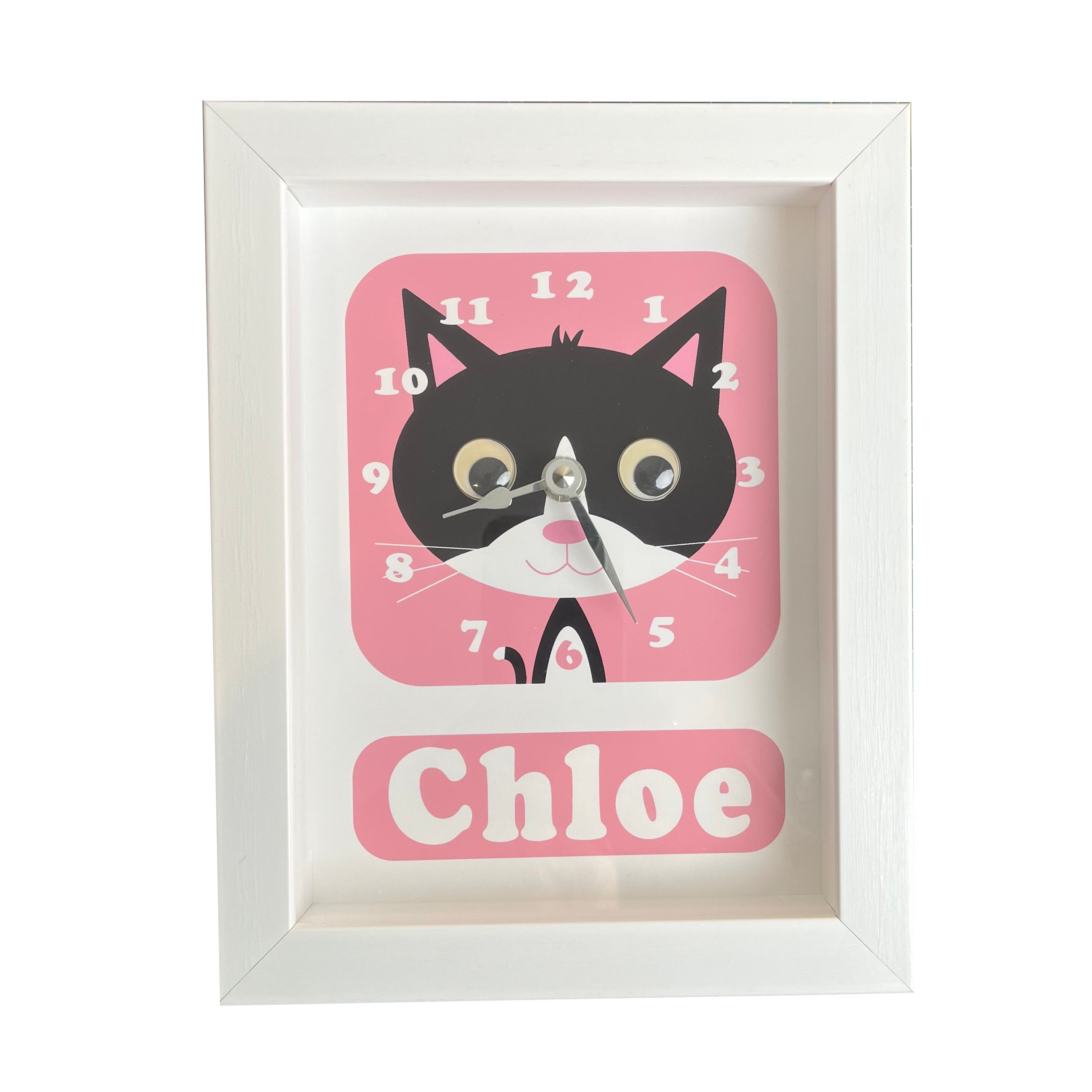 Stripey Cats CAT Personalised Clock - Personalised with CHLOE
