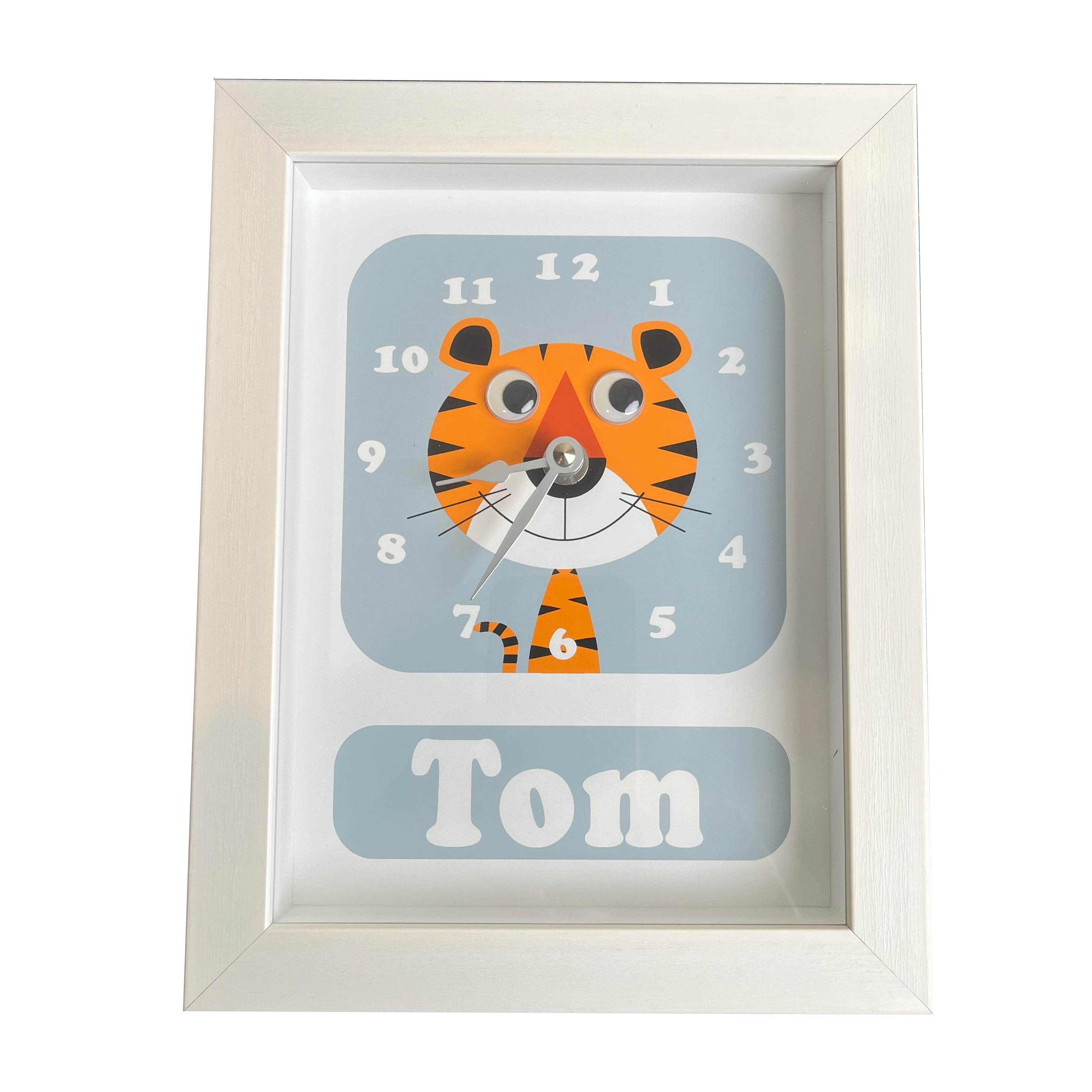 Stripey Cats Terrance Tiger Personalised Clock - Personalised with TOM
