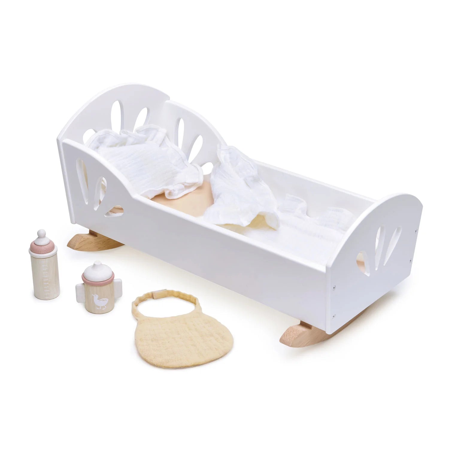 tender leaf toys white wooden cots with bedding and accessories