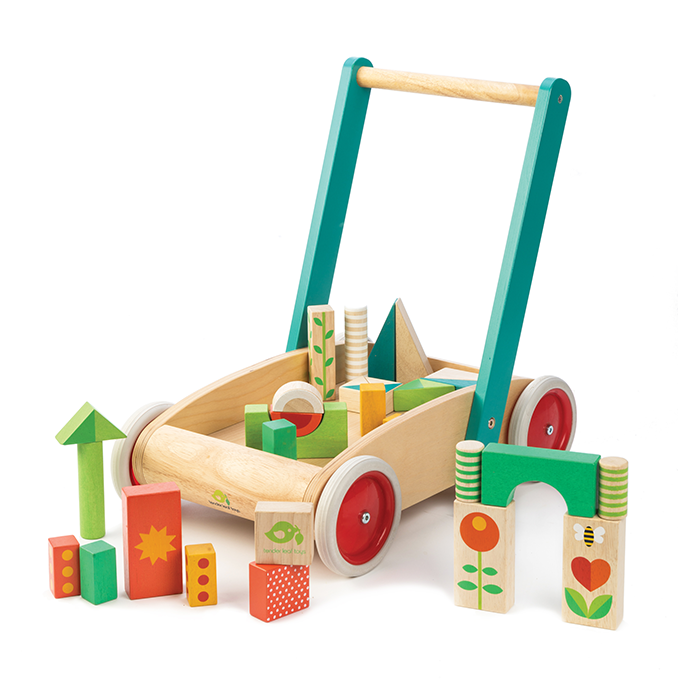 tender leaf toys colour ful baby walker with colourful blocks