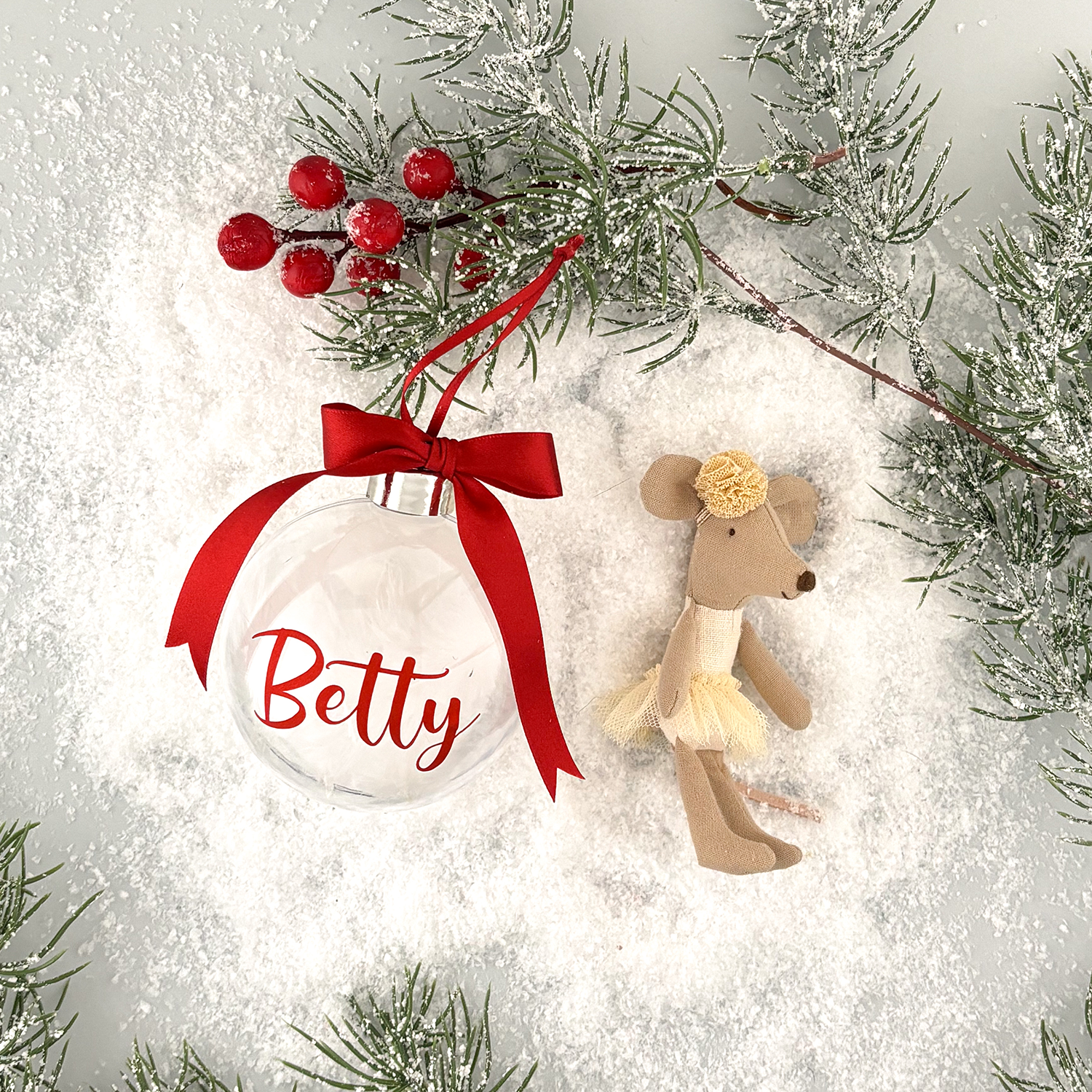 Personalised Christmas Bauble - Maileg Ballerina - Red
