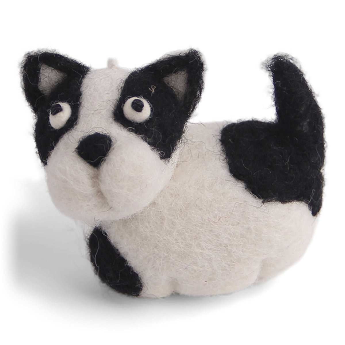 En Gry & Sif Miniature Felt Black & White Dog - I Want That Present