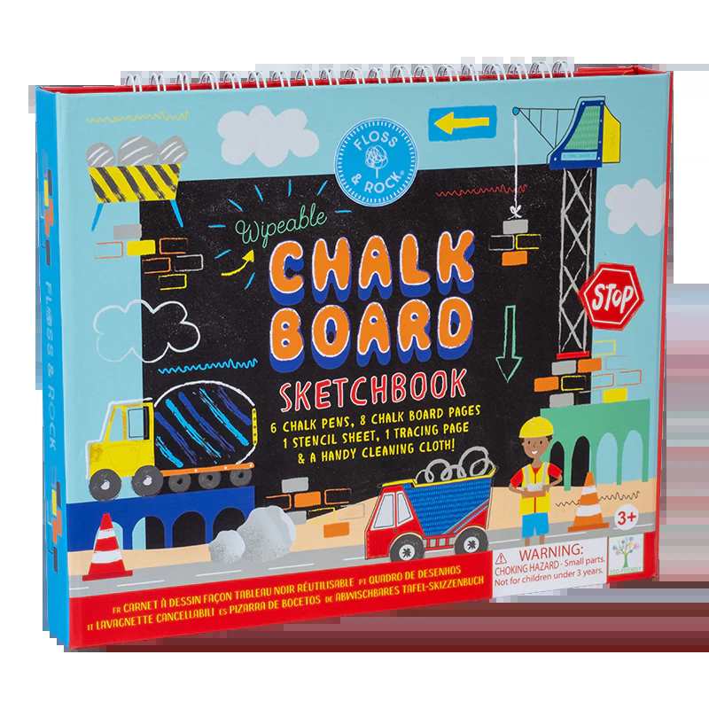 floss and rock construction chalk board