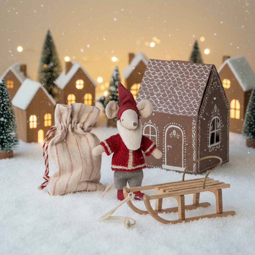 Maileg Santa Mouse and Sled Christmas Bundle