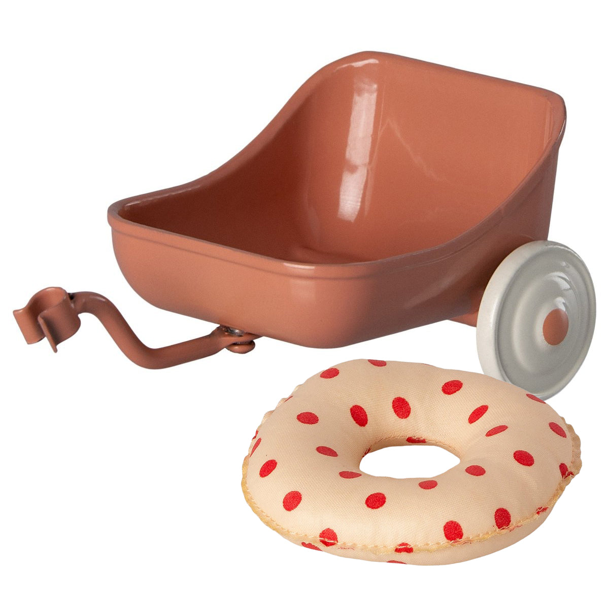 Maileg Tricycle Mouse Hanger & FREE Rubber Ring - Coral