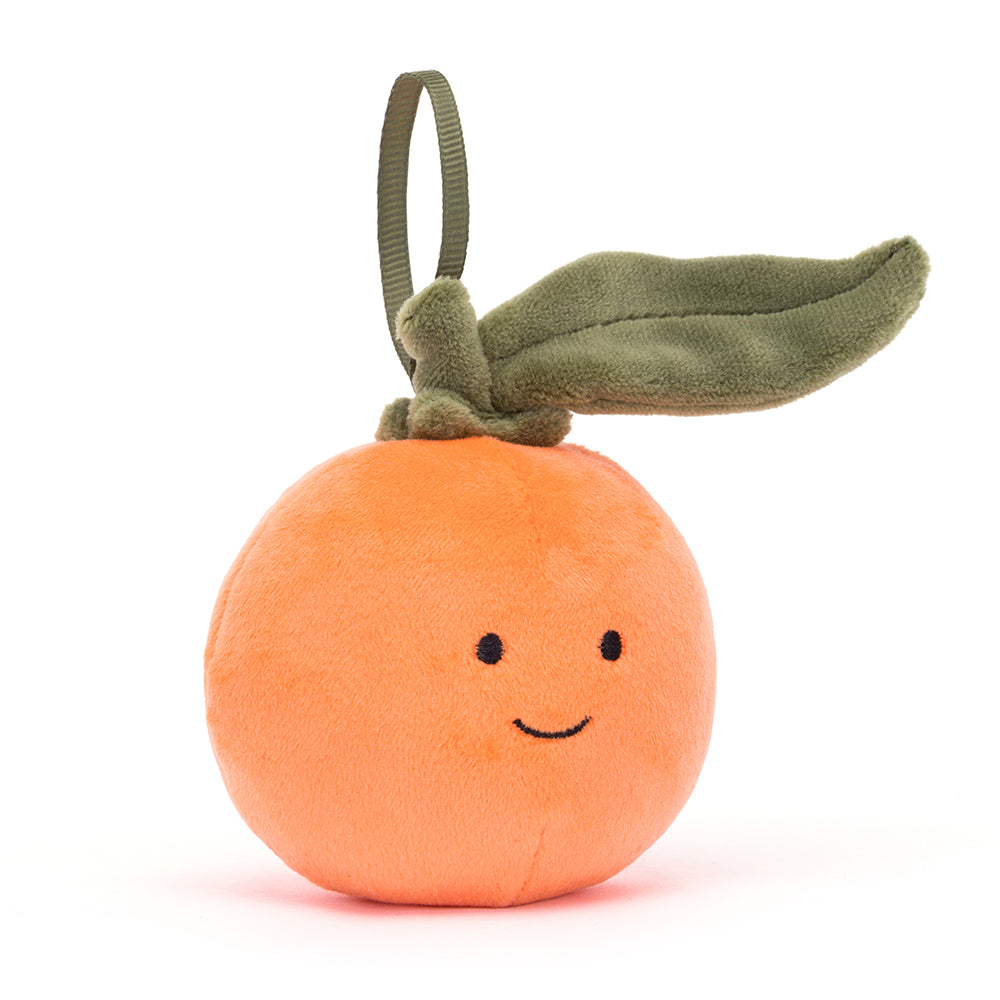 jellycat orange clementine hanging decoration with an embroidered face