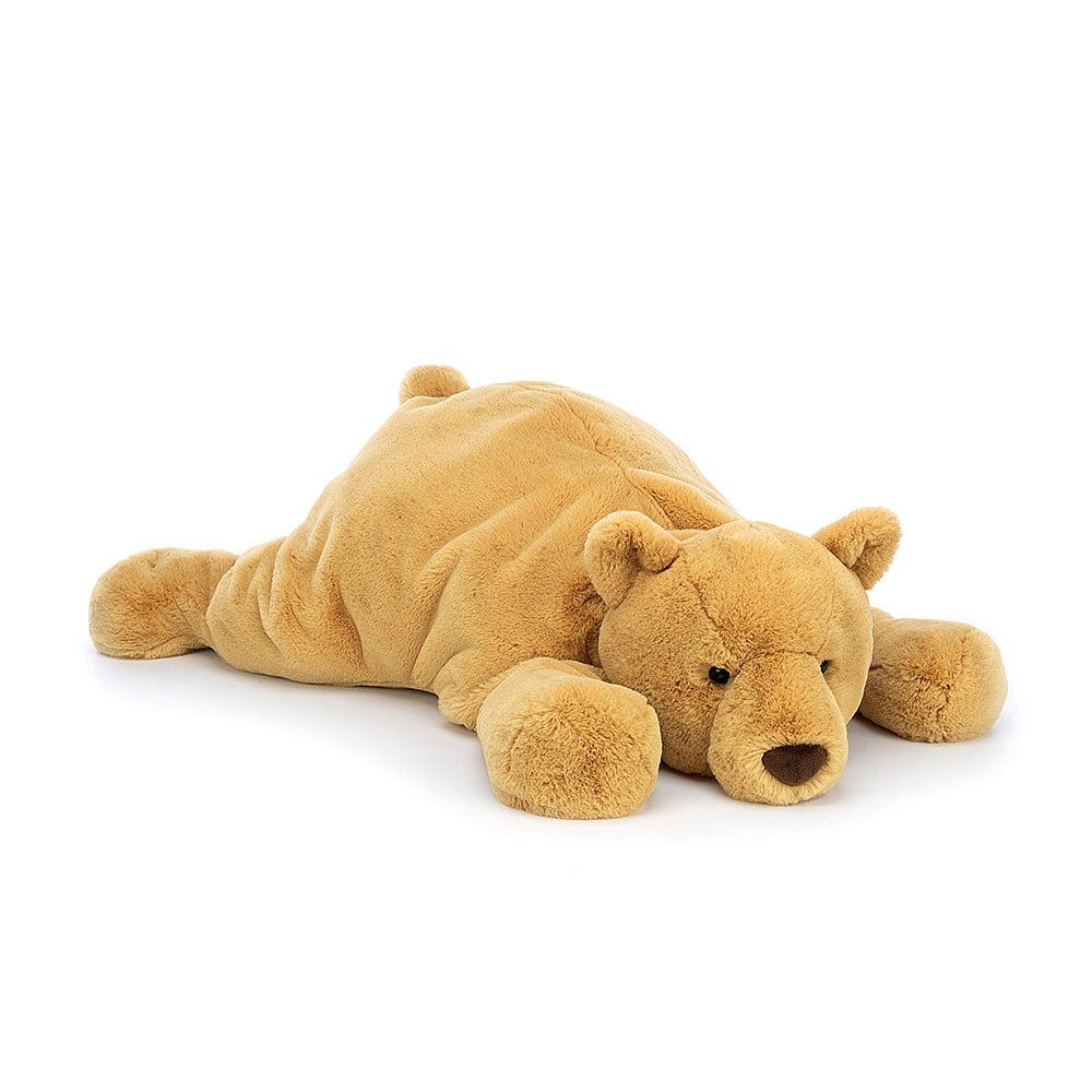 jellycat_golden_fur_bear_laying_on_his_tunny