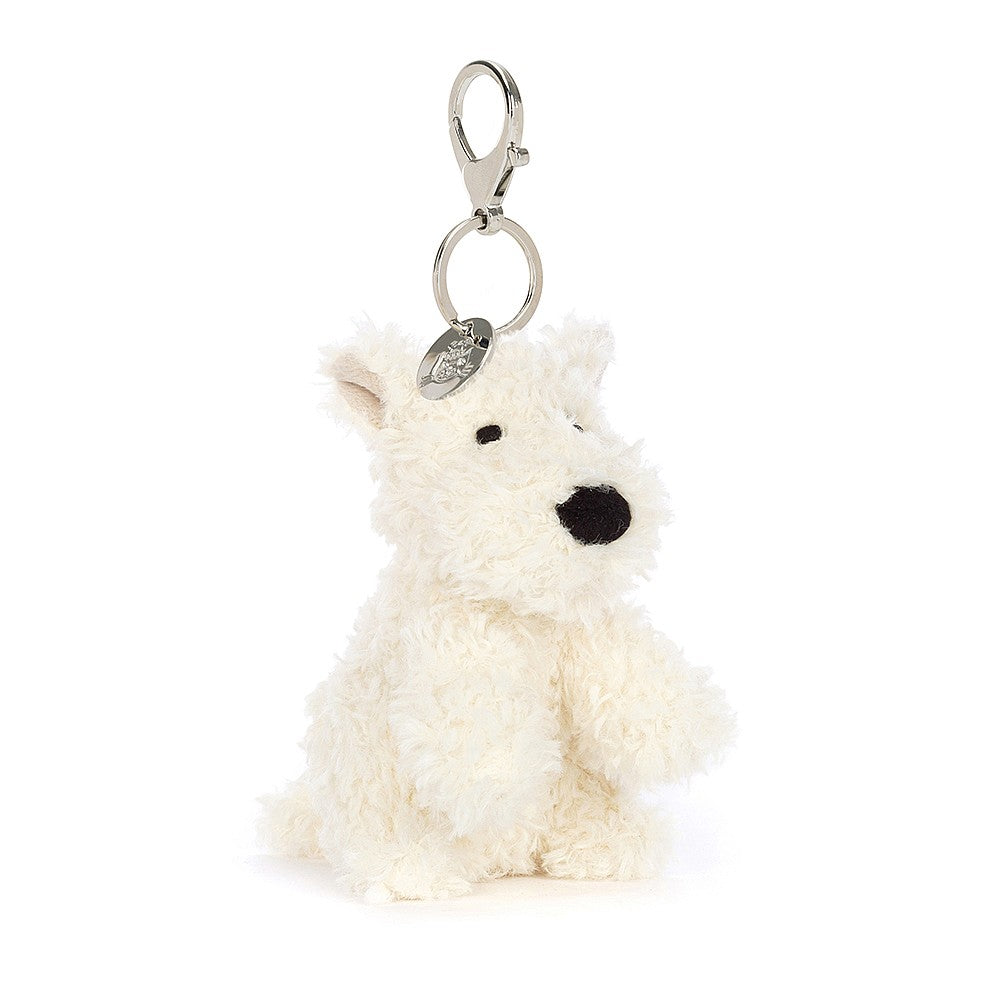 jellycat tiny white scottie dog munro on a keycharm