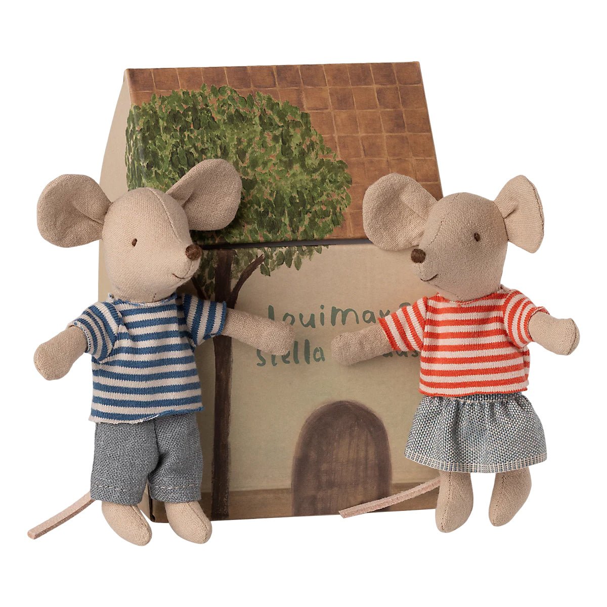Maileg LouiMax and Stella, Little Brother and Sister mice - I Want That Present