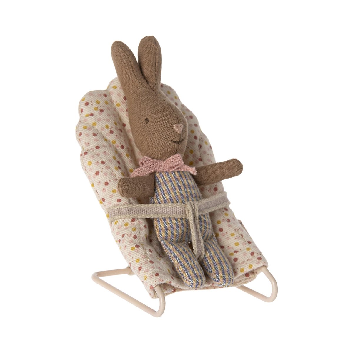 Maileg Rabbit, MY - Rose/Blue Check - I Want That Present