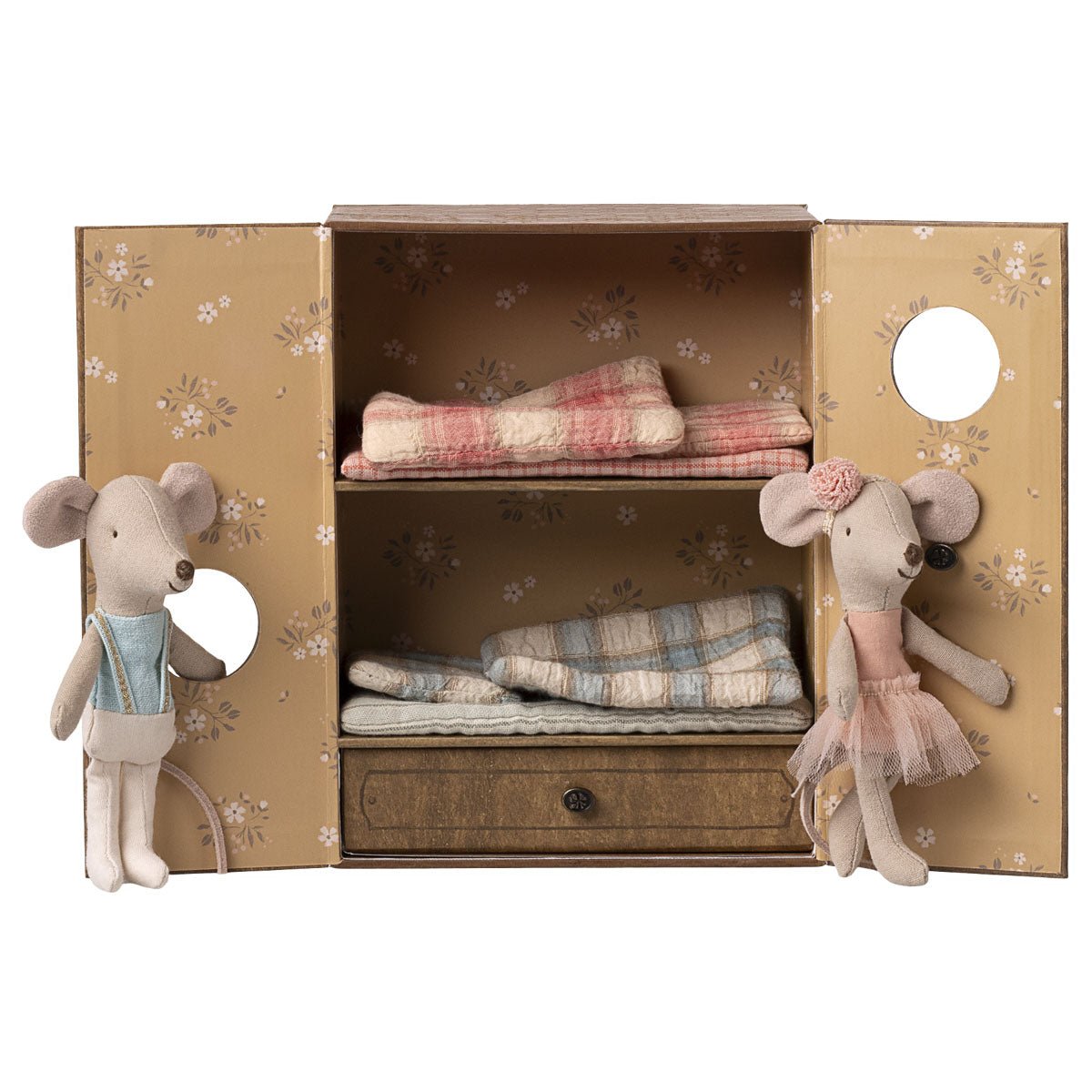 Maileg Ballet Mice in Dance Studio, Little Sister and Brother - I Want That Present