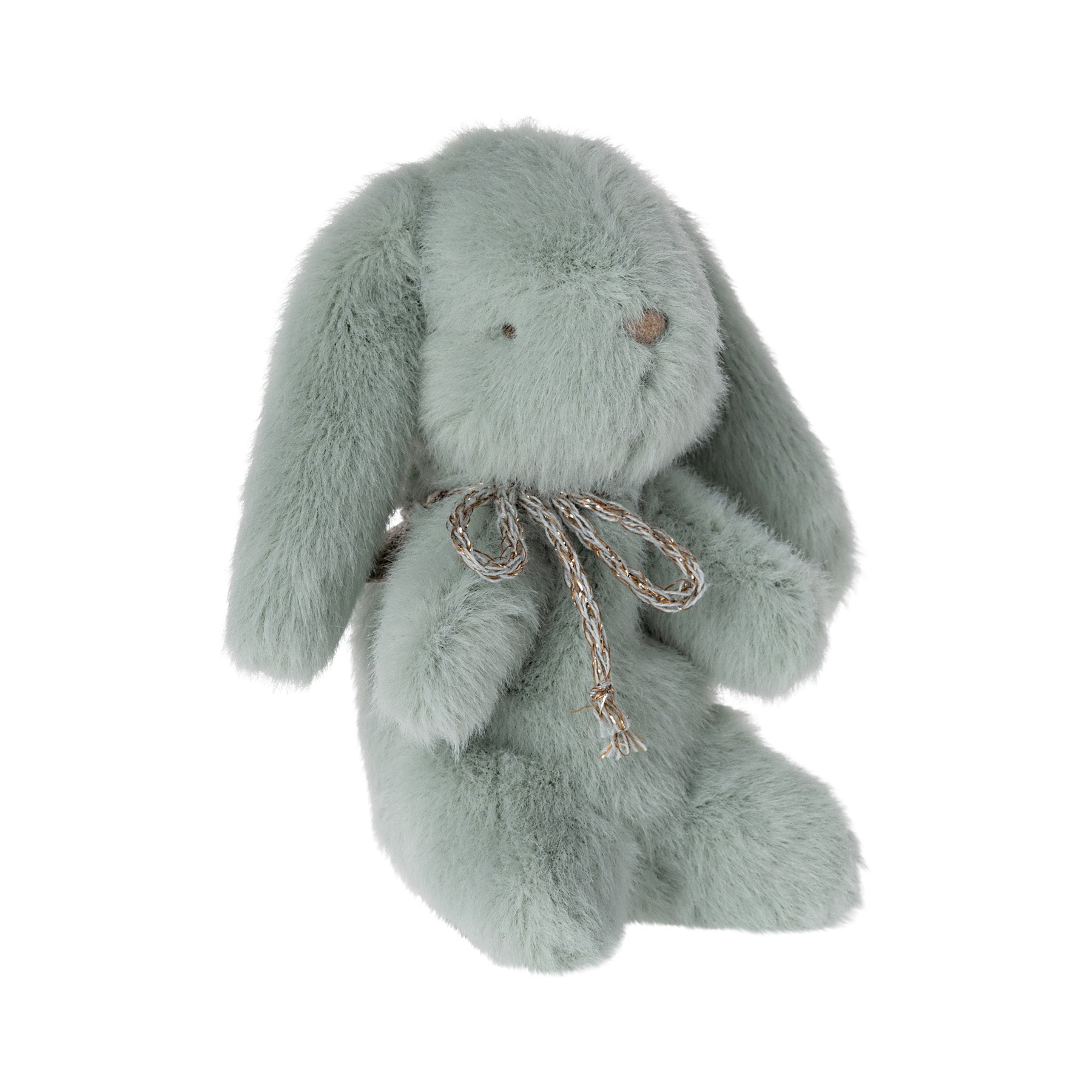 maileg tiny mint fur bunny with a string  bow