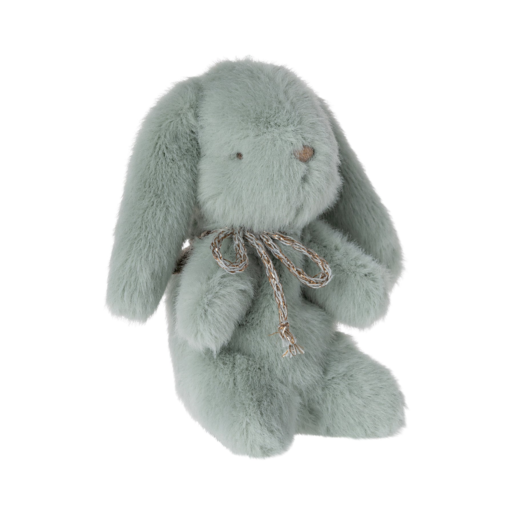 maileg tiny mint fur bunny with a string  bow