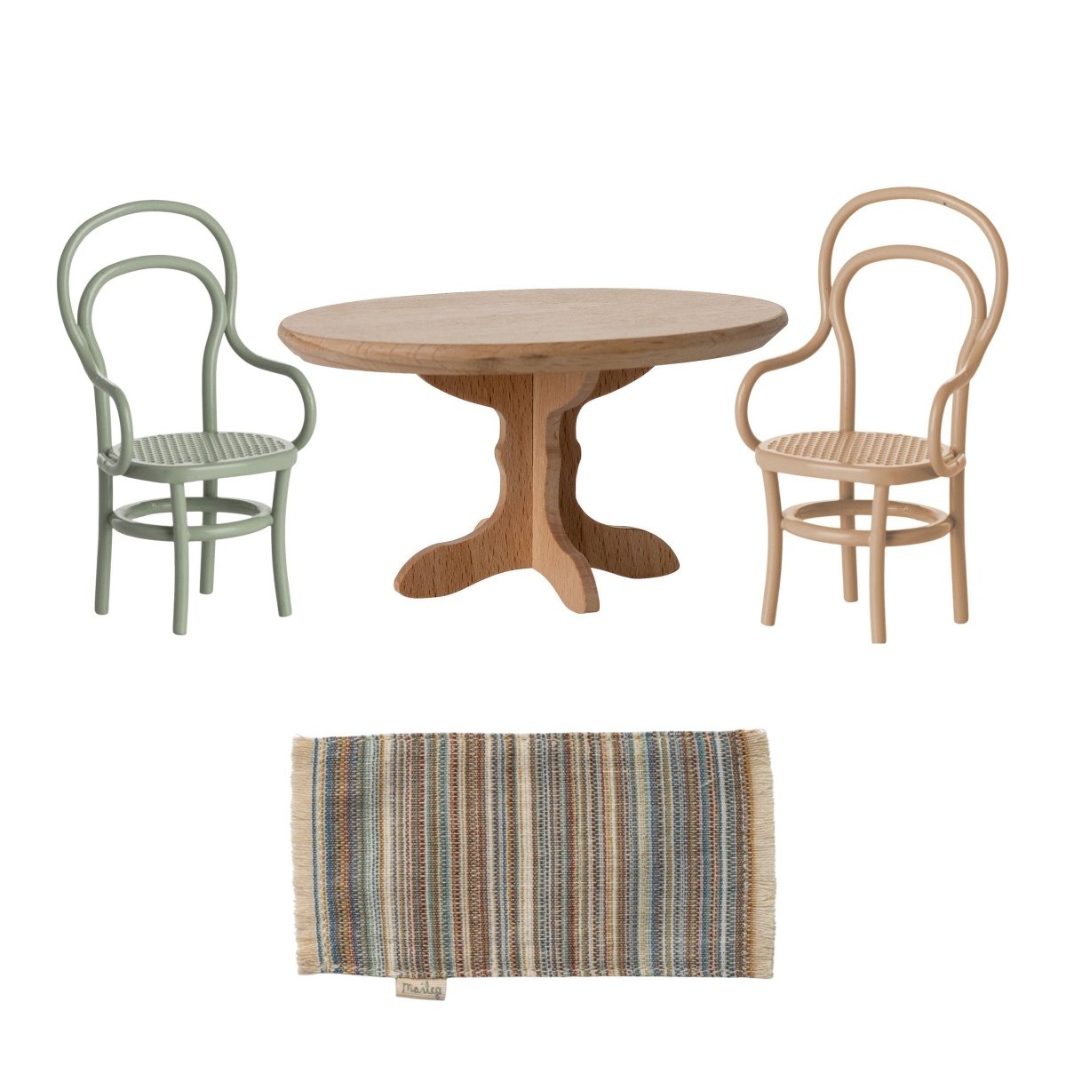 Maileg Oval Dining Table & Chairs, Rug, Mouse - I Want That Present