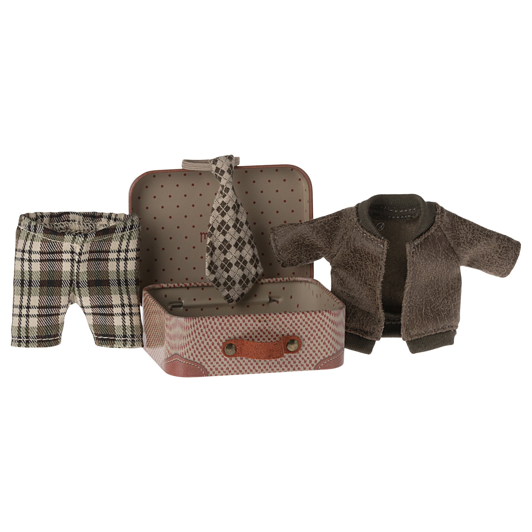 Maileg Jacket, Pants and Tie in a Suitcase for grandpa mouse