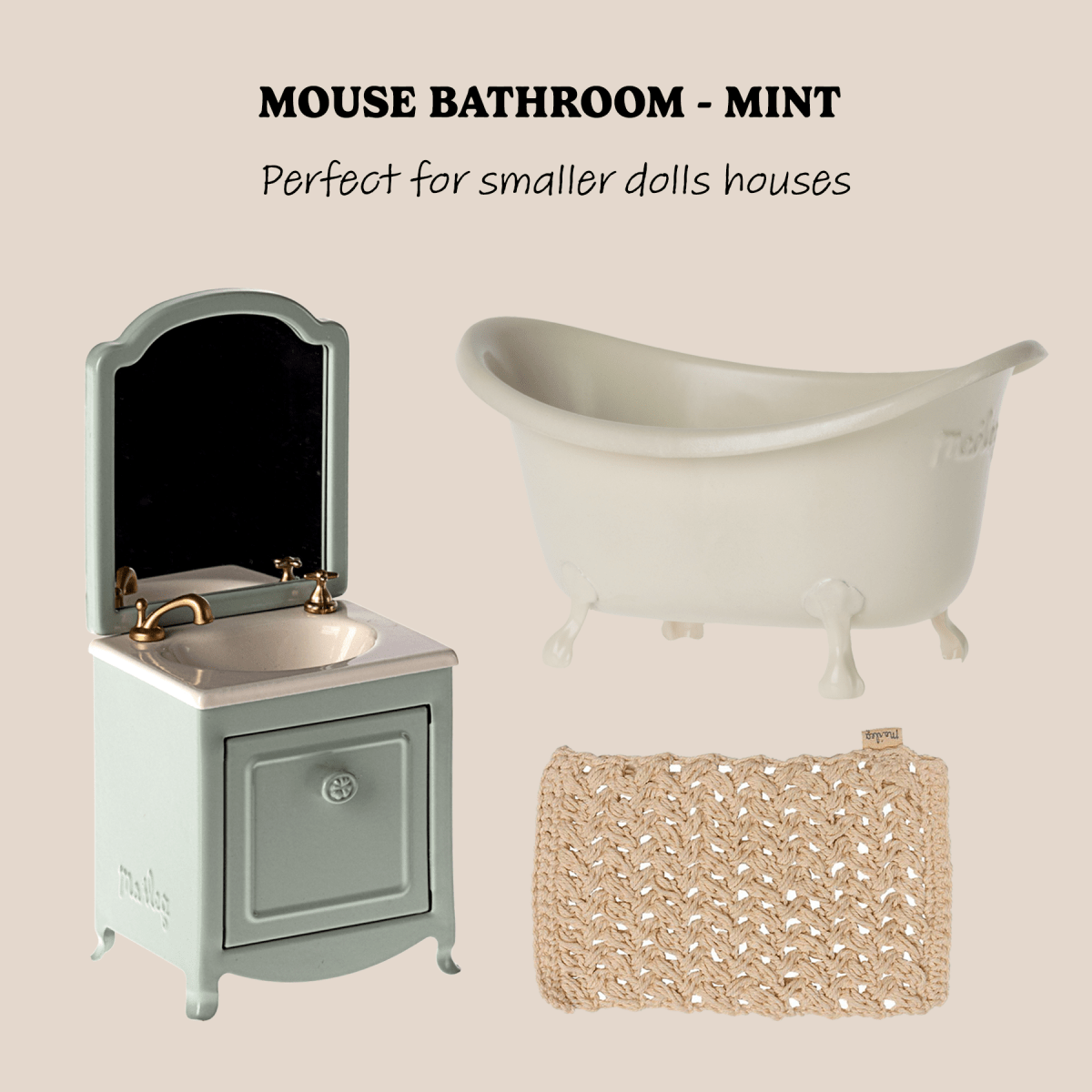 Maileg Mouse Bathroom Bundle - Mint - I Want That Present