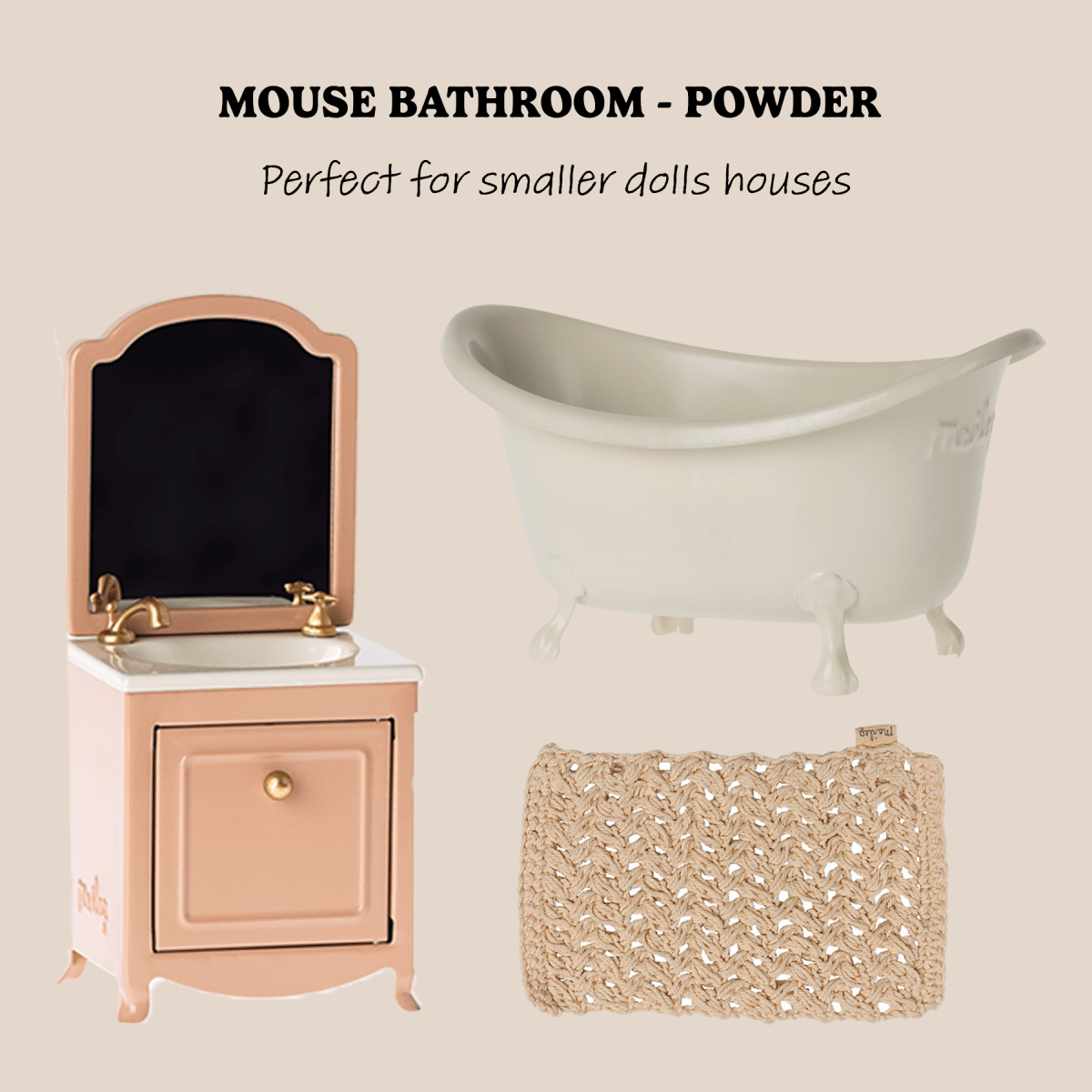 Maileg Mouse Bathroom Bundle - Powder - I Want That Present