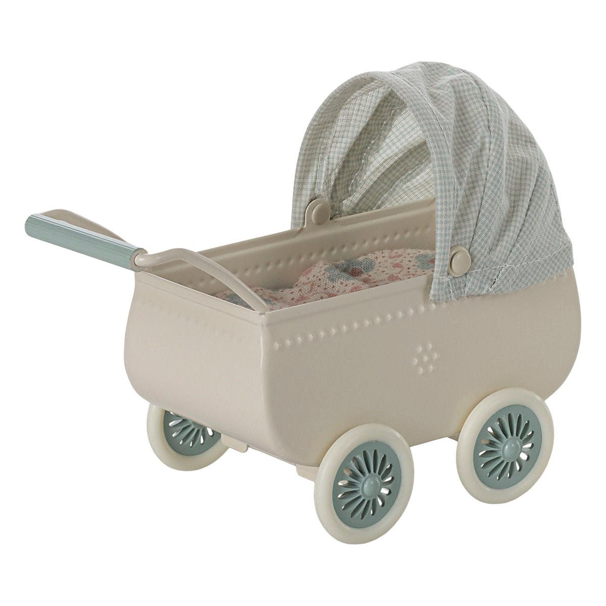 Maileg Pram with Baby Mouse - Mint - I Want That Present