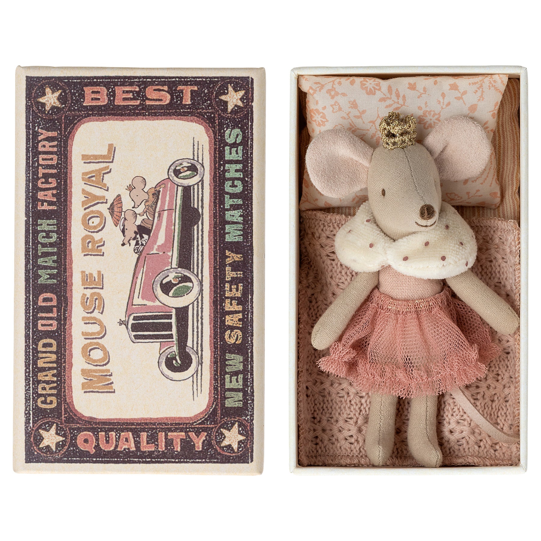 Maileg Little Sister Princess Mouse in a Matchbox - Royal Family