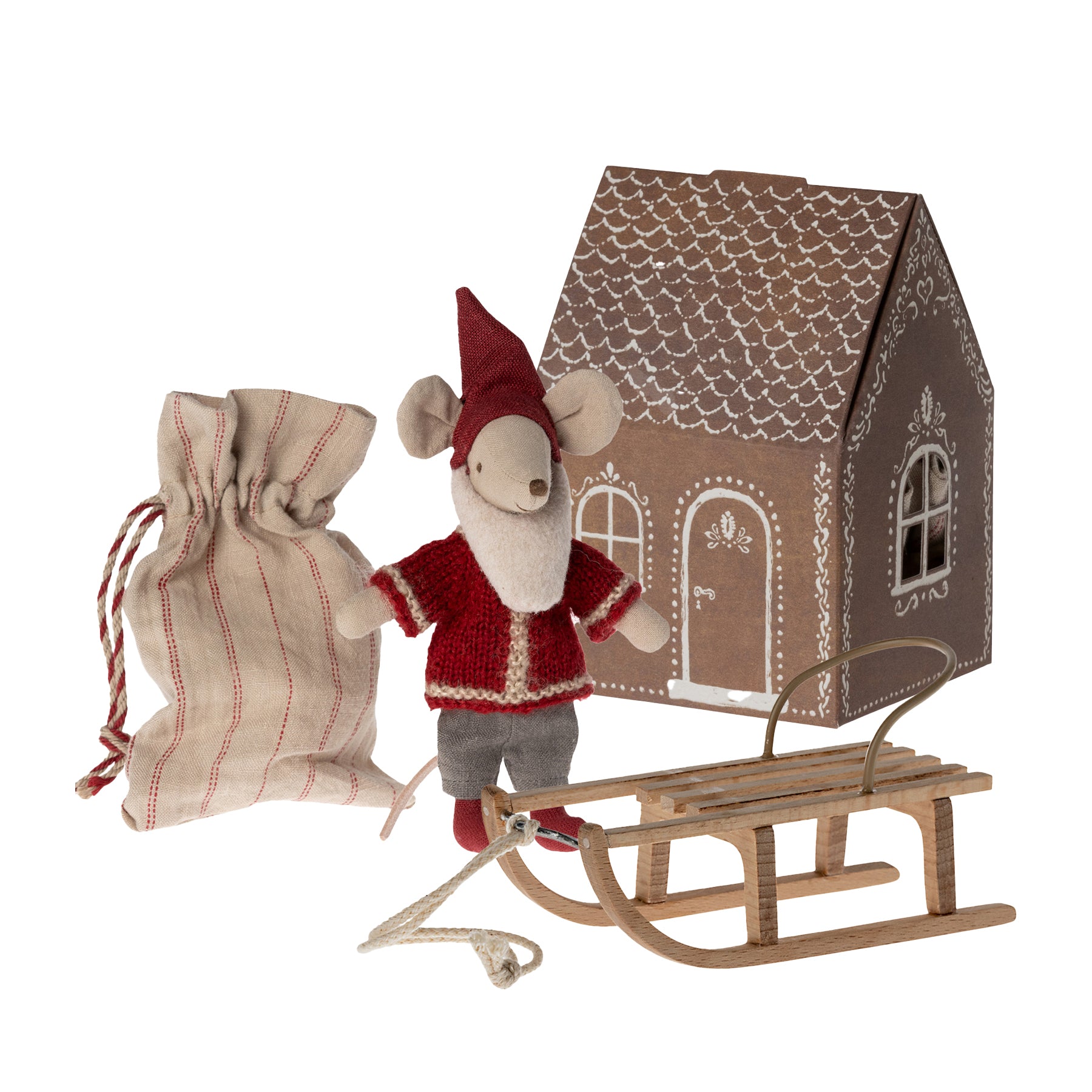 Maileg Santa Mouse and Sled Christmas Bundle