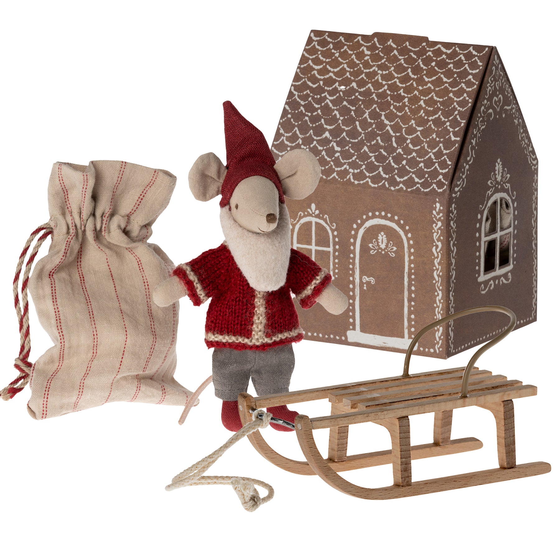 Maileg Santa Mouse and Sled Christmas Bundle