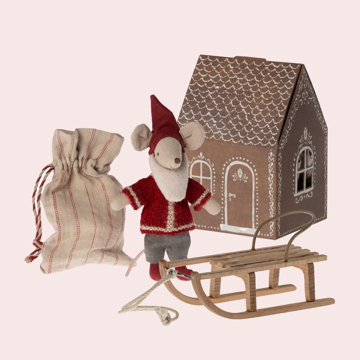 Maileg Santa Mouse and Sled Christmas Bundle - I Want That Present