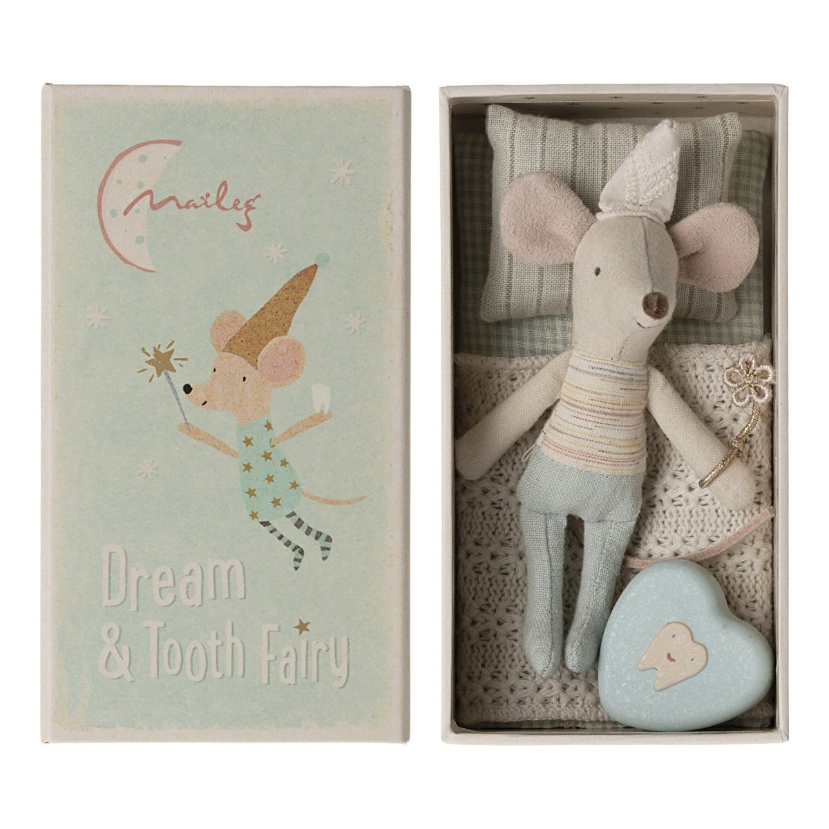 Maileg Tooth Fairy Mouse in Matchbox, Little Brother - I Want That Present