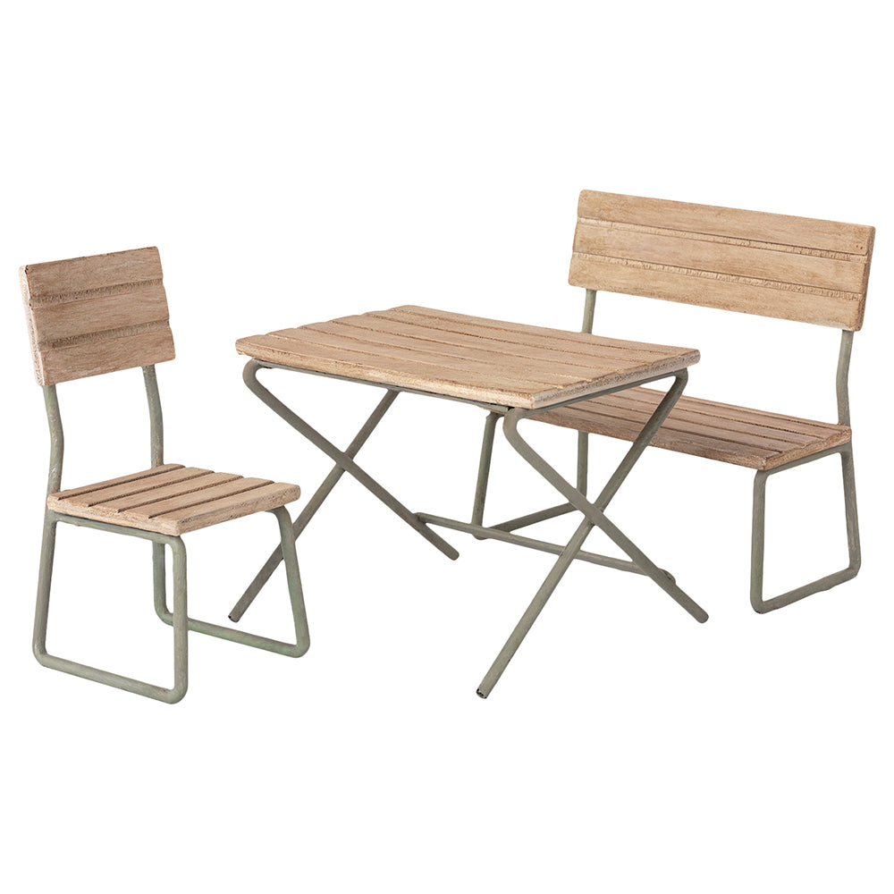 Maileg Miniature Garden Set - Table, Chair and Bench