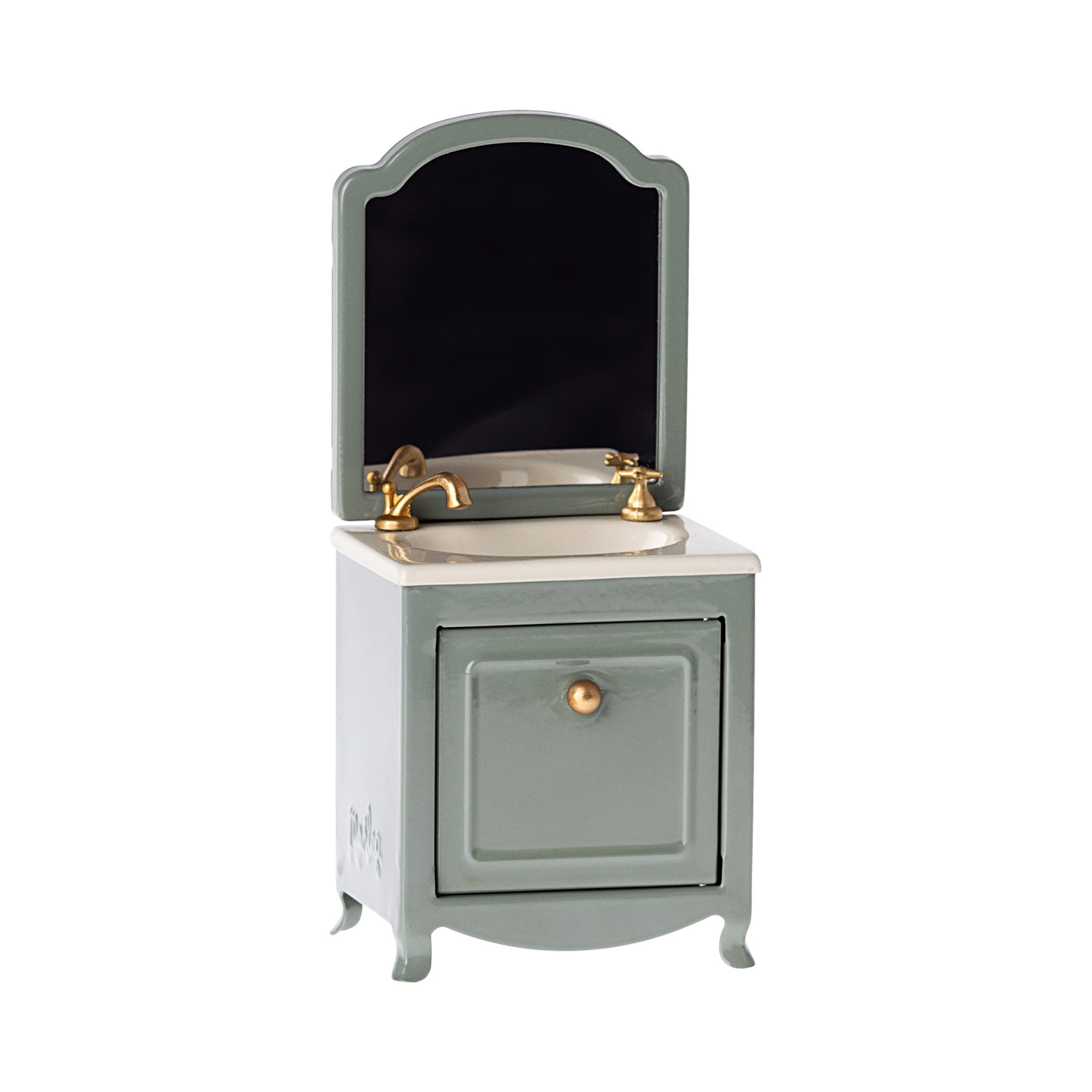 Maileg Sink Dresser w. Mirror, Mouse Size - Dark mint