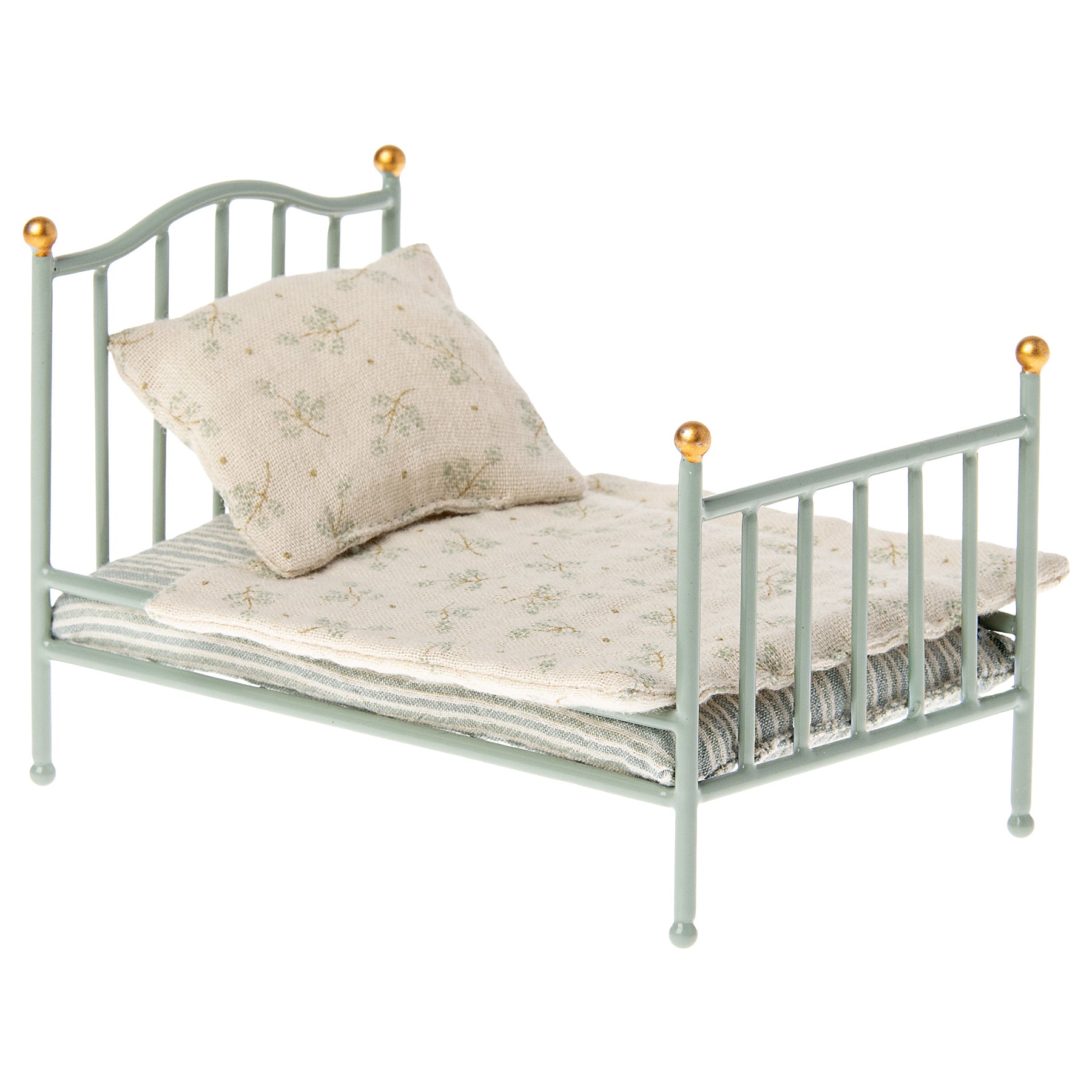 Maileg vintage mint green bed with bedding