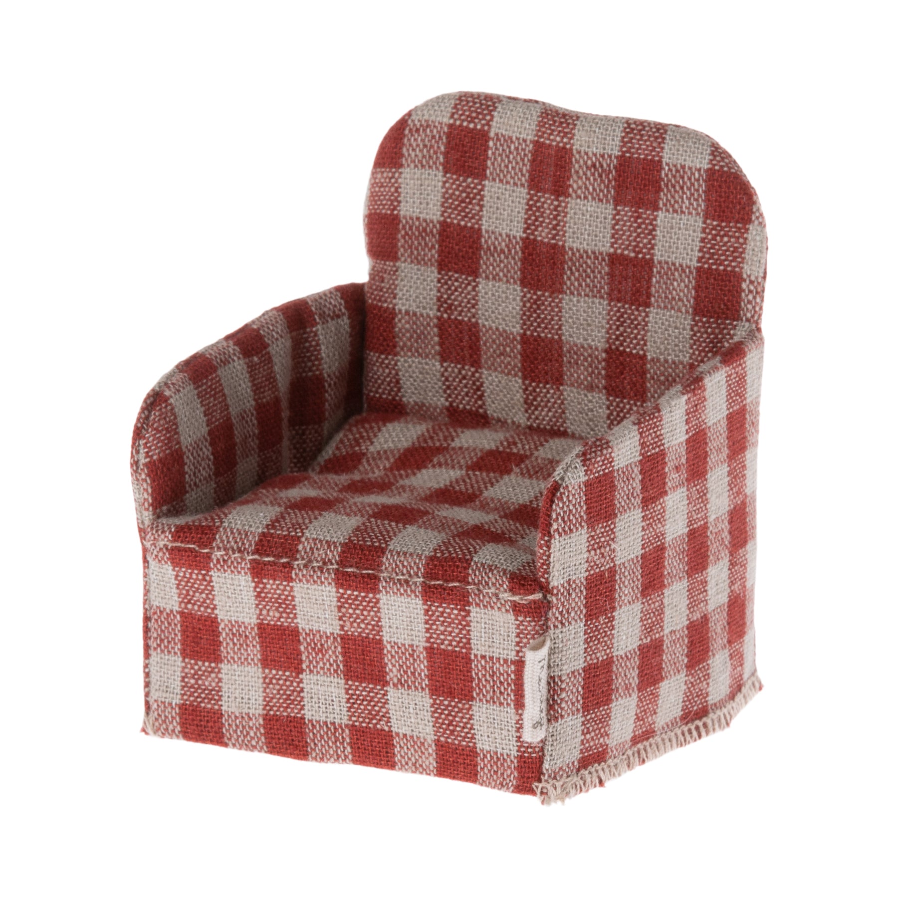 maileg red check mouse armchair