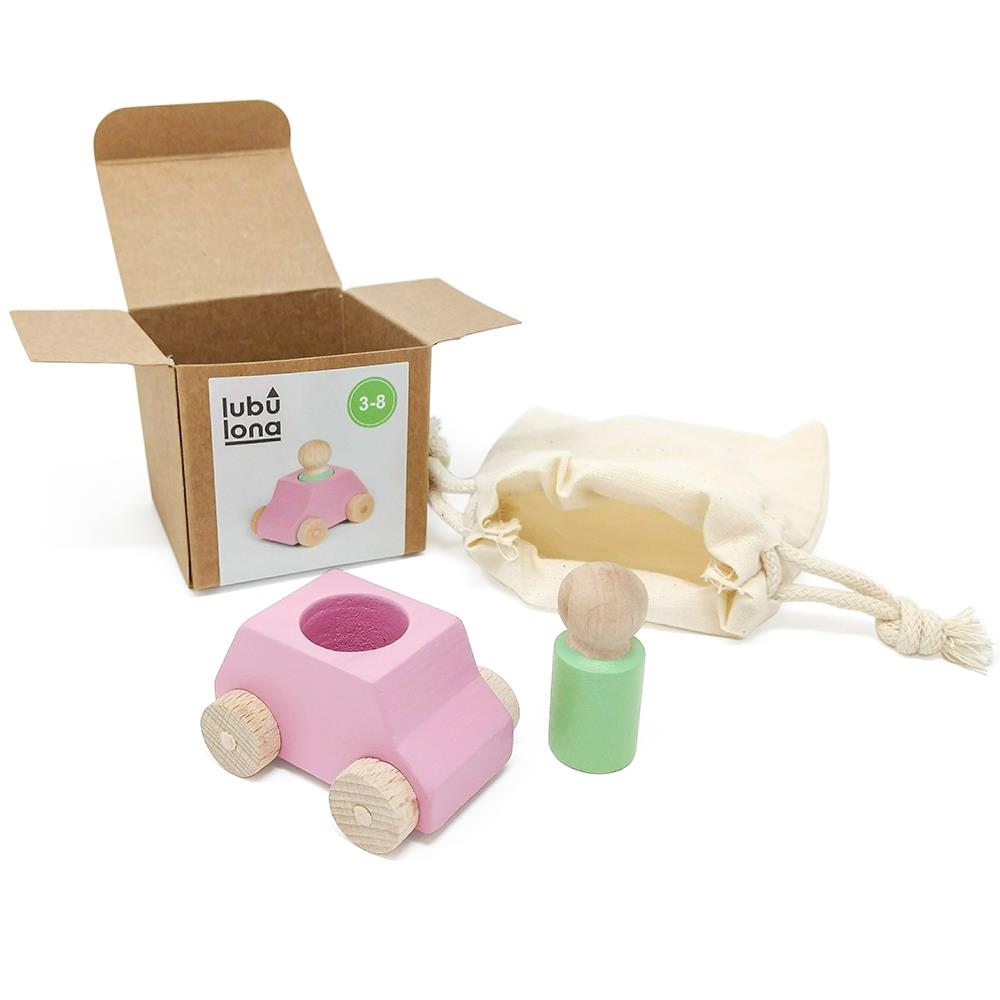 Lubulona Wooden Toy Car - Pink
