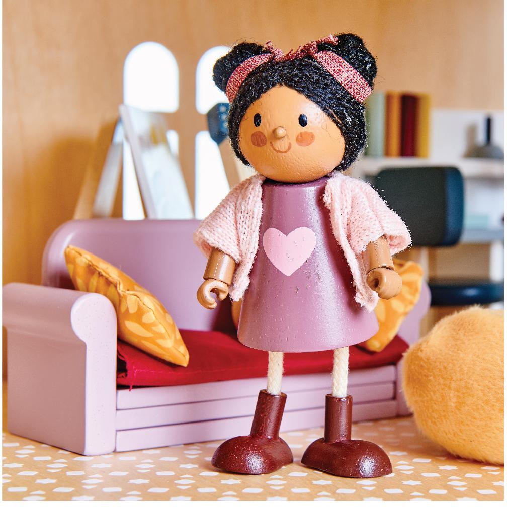 Tender Leaf Toys Wooden Doll Set - Ayana and Kitten